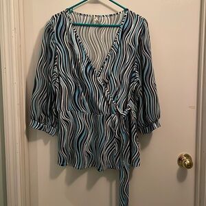 NWT PerSeption Woman Peplum Wrap Blouse. Size 1X